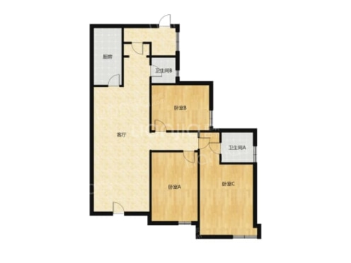 整租·华府幸福城A区 3室2厅 东南