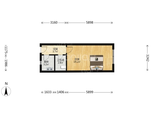 整租·峰山路 1室1厅 东
