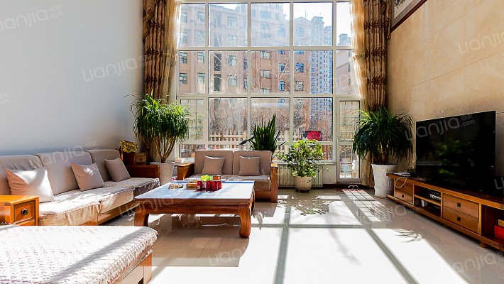 亚兴国际公寓1+2复式带花园仅 此一套大落地窗挑高6米-客厅B
