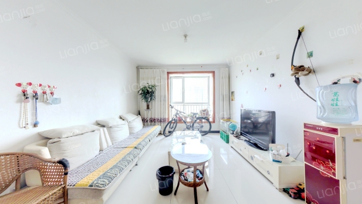 富力花园，眼镜户型两居室，全天采光，无遮挡-客厅