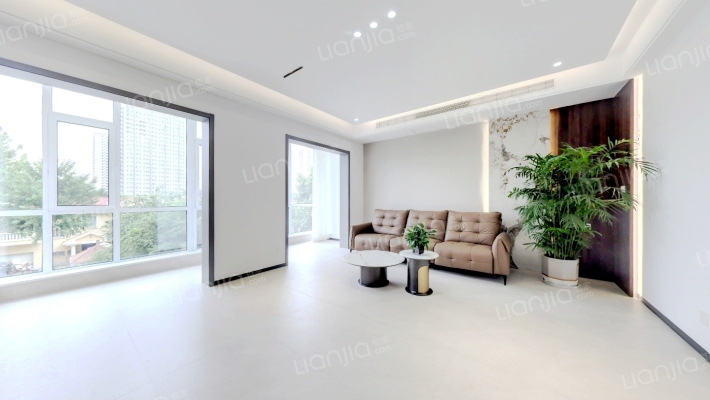 纯别墅区上叠，集中供暖，精装修 满二，得房率高-客厅