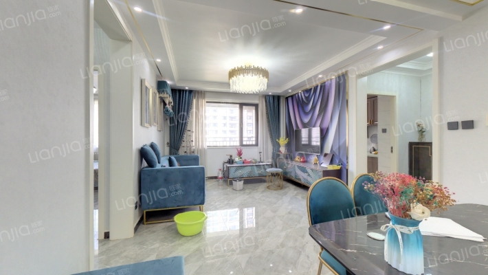 天伦湾现代精装 南北3居 拎包入住 房主没怎么住过!-客厅