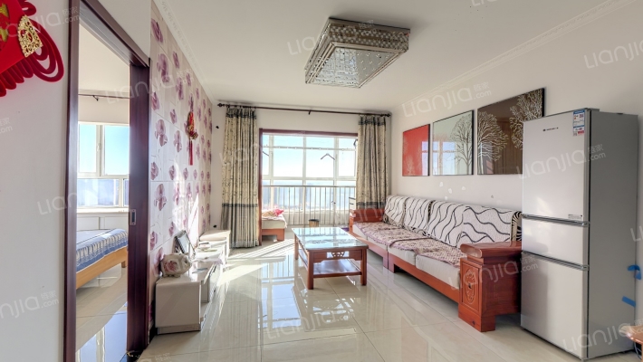 翡翠城全阳两居精装修，凤凰层，采光无遮挡70年大产权-客厅