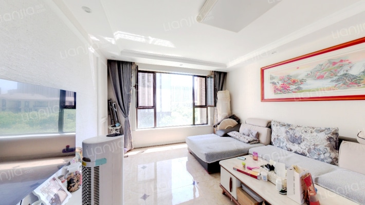 鸿坤理想湾精装修南北通透三居全明格局双卫-客厅