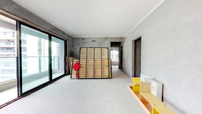 玻璃幕墙加铝板设计，凸显质感，横厅户型，更加通透-客厅