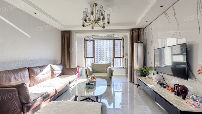 鸿坤理想湾  精装修 三居双卫  满二 无遮挡 诚意出售-客厅