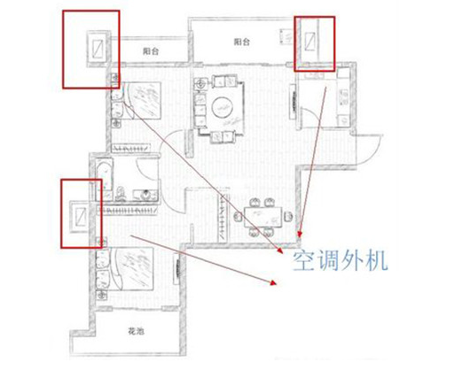 平面图空调机位画法图片