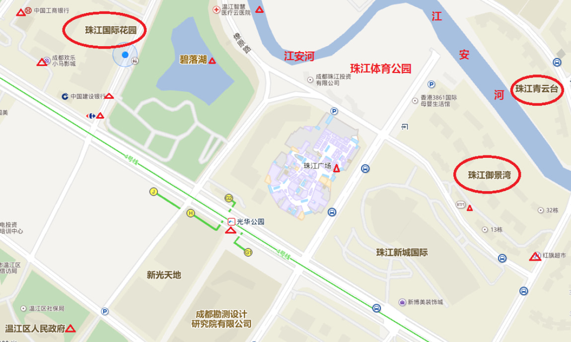 珠江国际花园,御景湾,青云台的摆位图