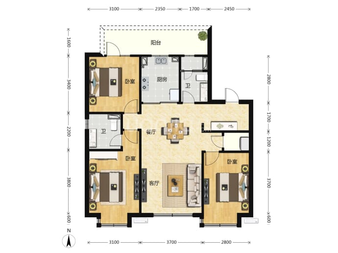 旭辉首府铂辰时代--建面 100m²