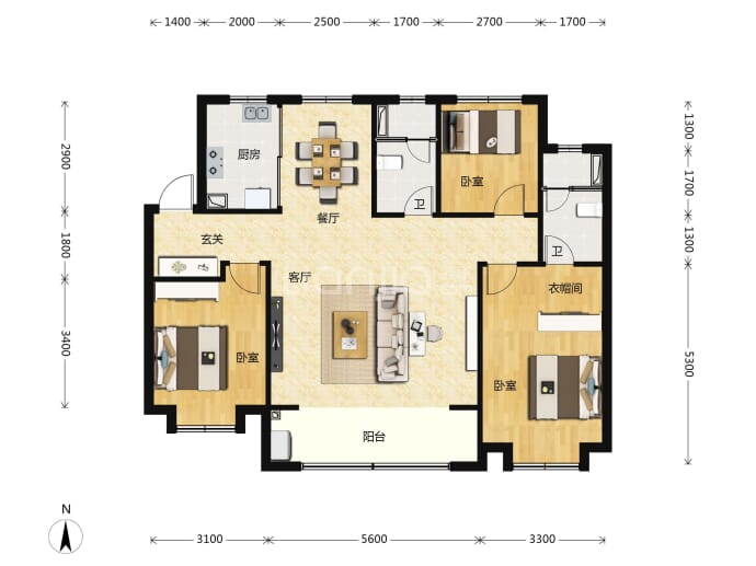 中冶德贤御府--建面 135.66m²