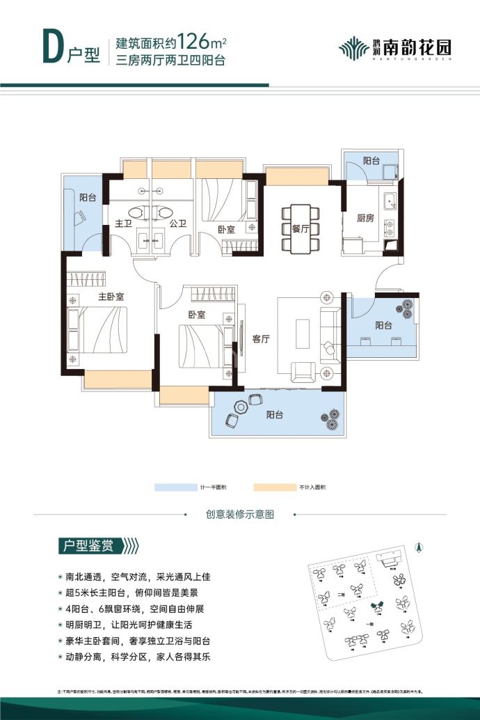 鸿润南韵花园--建面 126m²