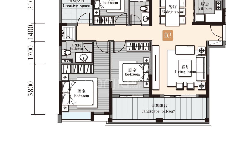 南沙湾御苑03户型户型图(链家网)