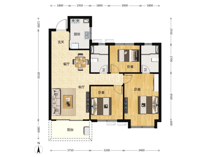 长沙北中心保利时代--建面 108m²