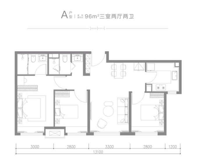 华曦府--建面 96m²