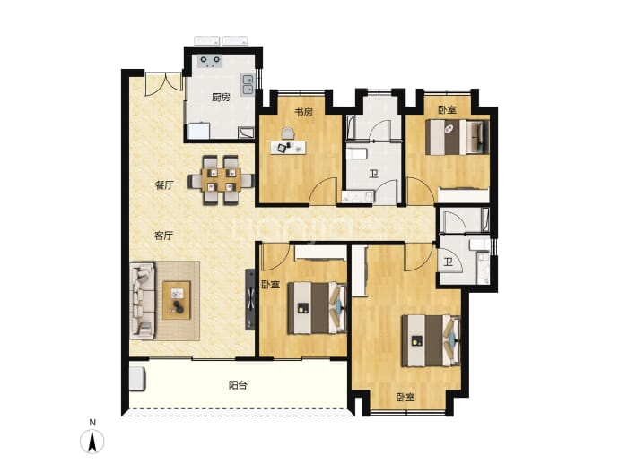 华中科学生态城·嘉悦府--建面 135m²