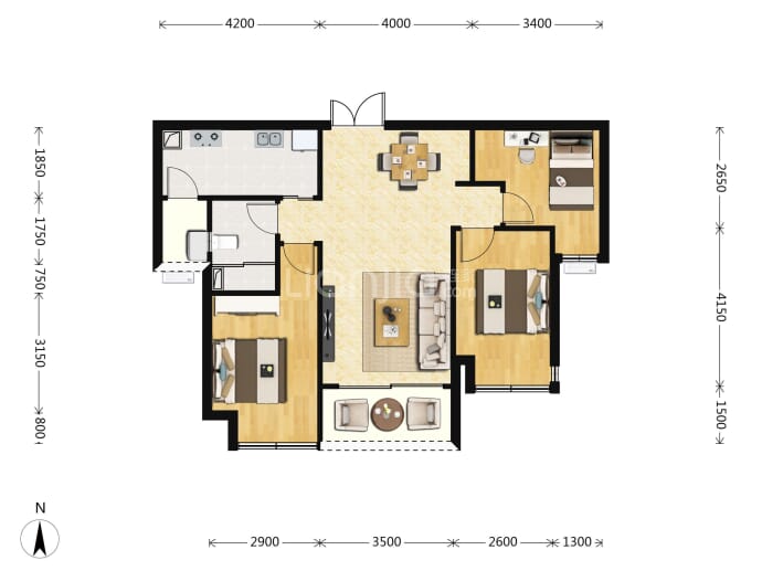 常青藤湖上初晴--套内 71m²