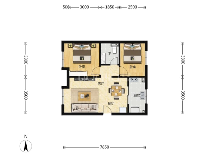 北京城建·国誉朝华--建面 66m²