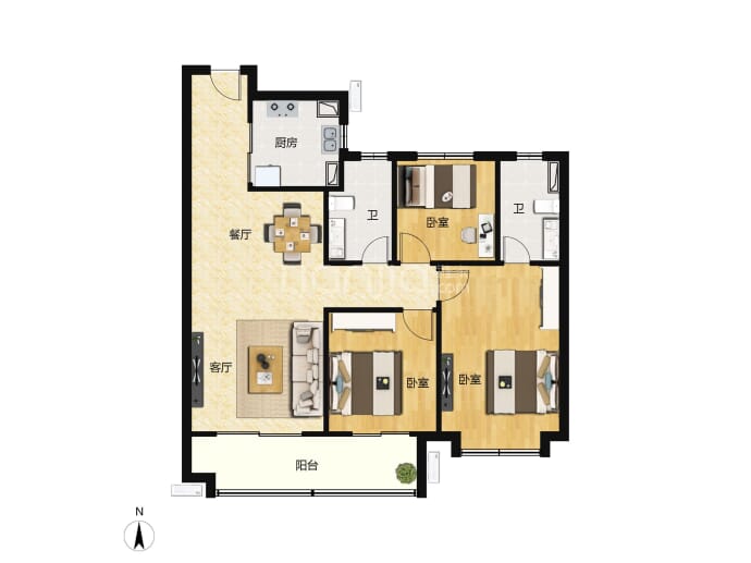 陕建·雁南朗境--建面 110m²