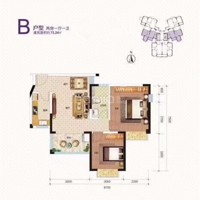 天悦国际--建面 73.24m²