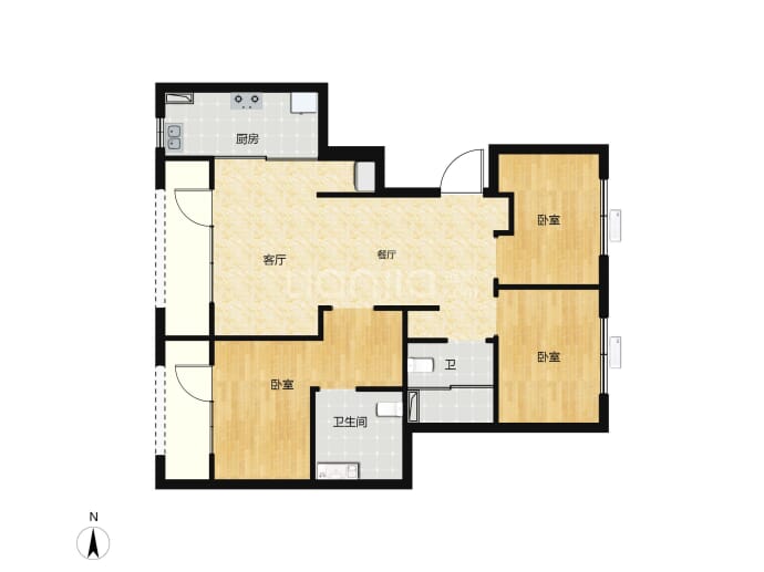 京投发展森与天成3室2厅2卫户型图