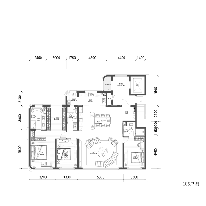 新希望锦麟誉--建面 185m²