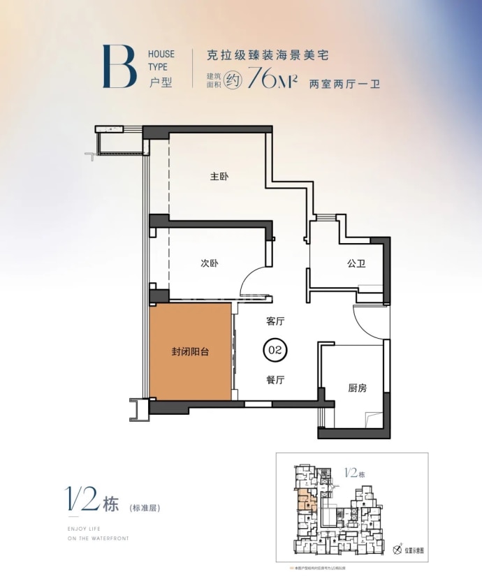 十字门华发商都海荟--建面 76m²