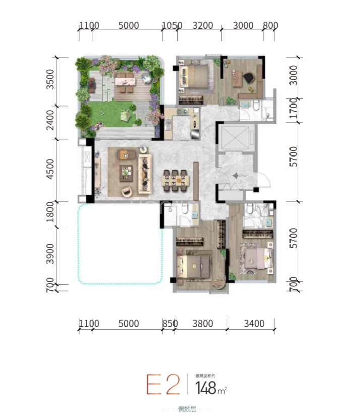 领地樾园--建面 148m²