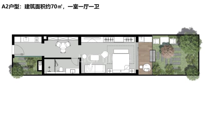 大理半山艾迪--建面 70m²