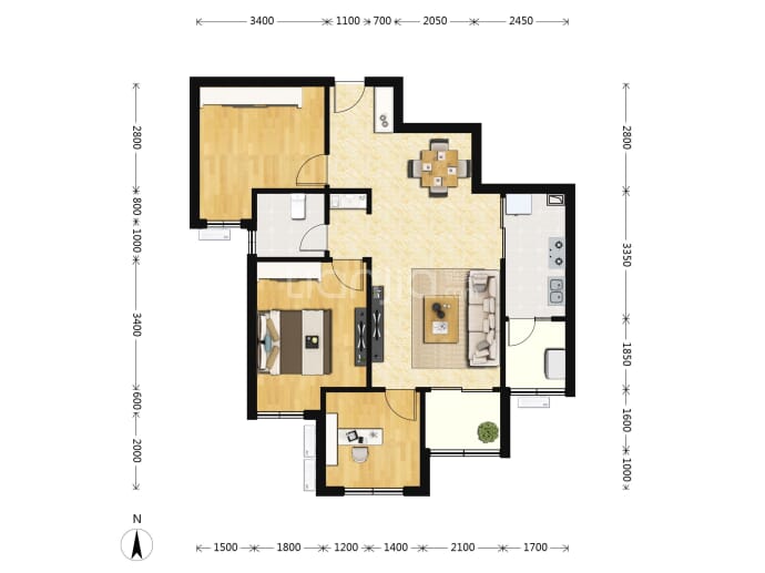 北辰悦来壹号--套内 67.77m²