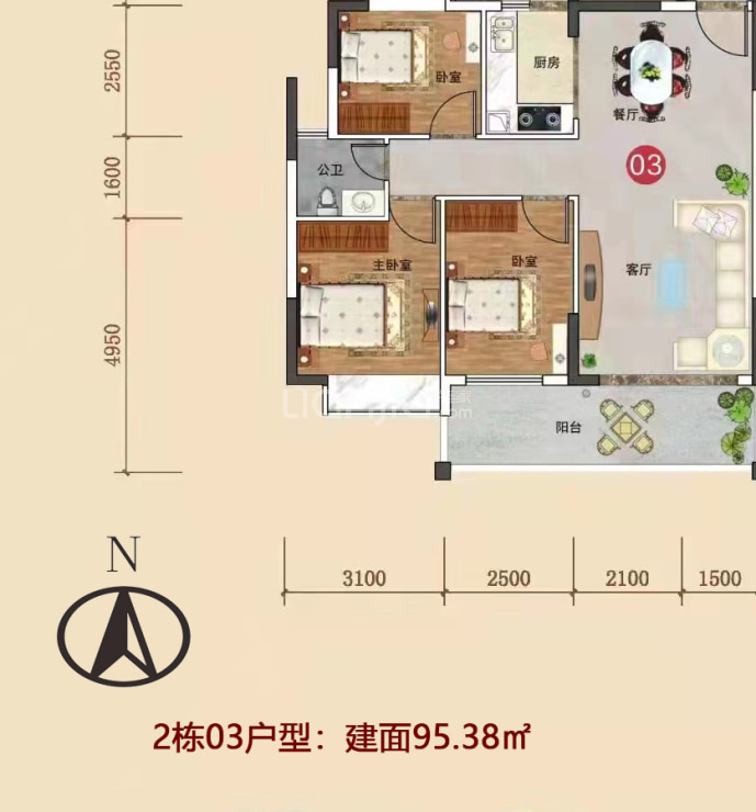 中盛公馆--建面 95.38m²