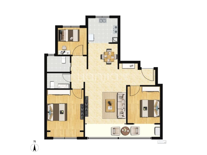 能建·紫郡兰园3室2厅2卫户型图
