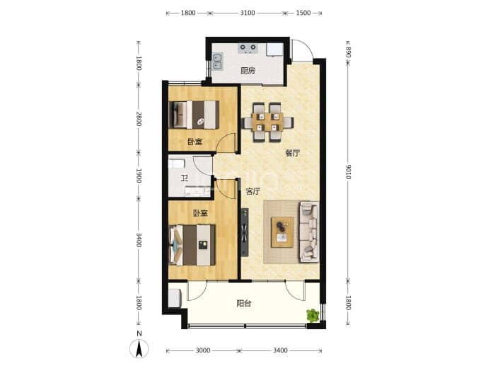 万滨天锦--建面 90.71m²