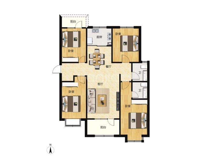 林荫春天--建面 135.65m²