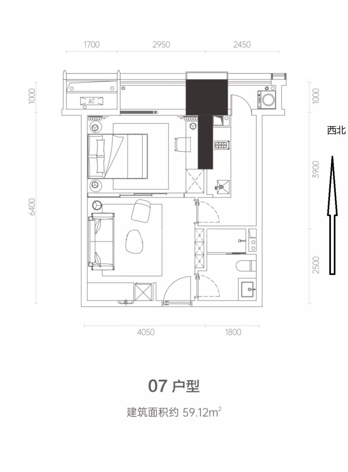 中粮大悦城铂悦苑--建面 59.12m²