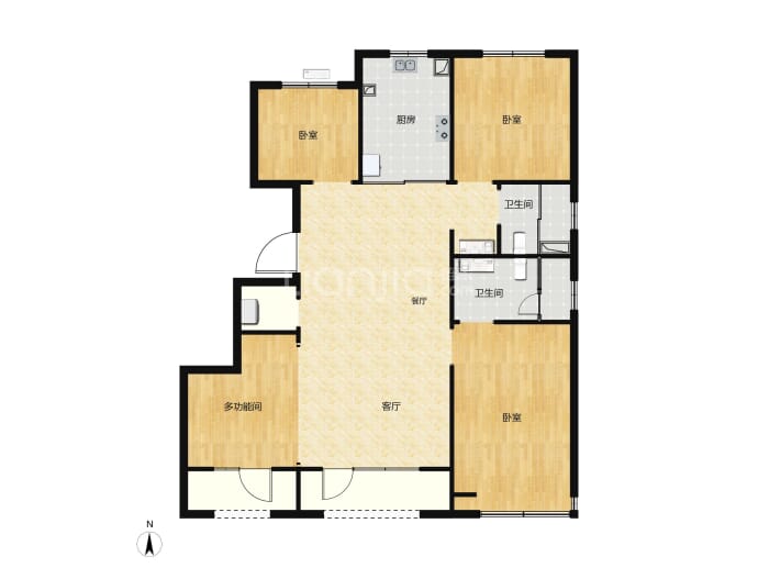 京投发展森与天成4室2厅2卫户型图