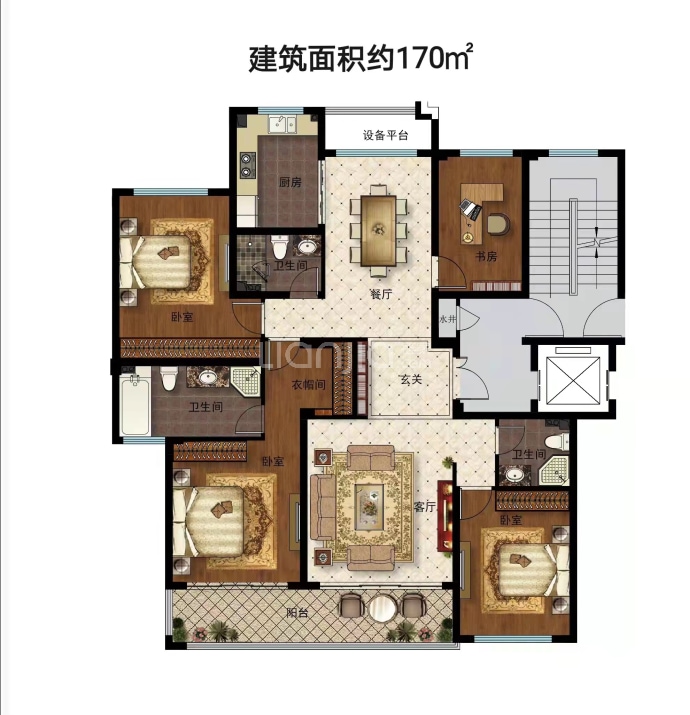 云水山居4室2厅3卫户型图
