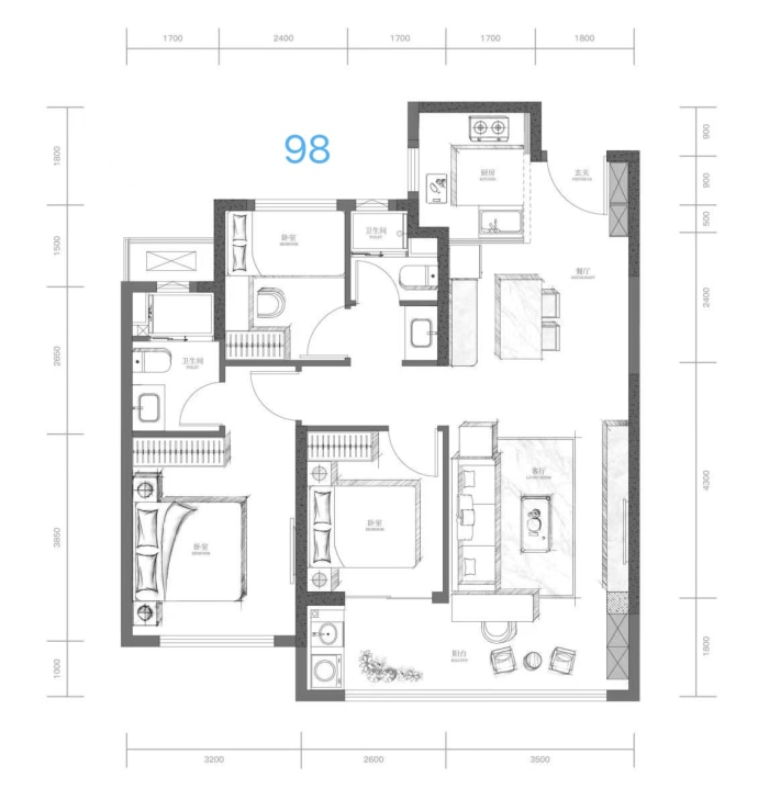 保利缦城和颂--建面 98m²