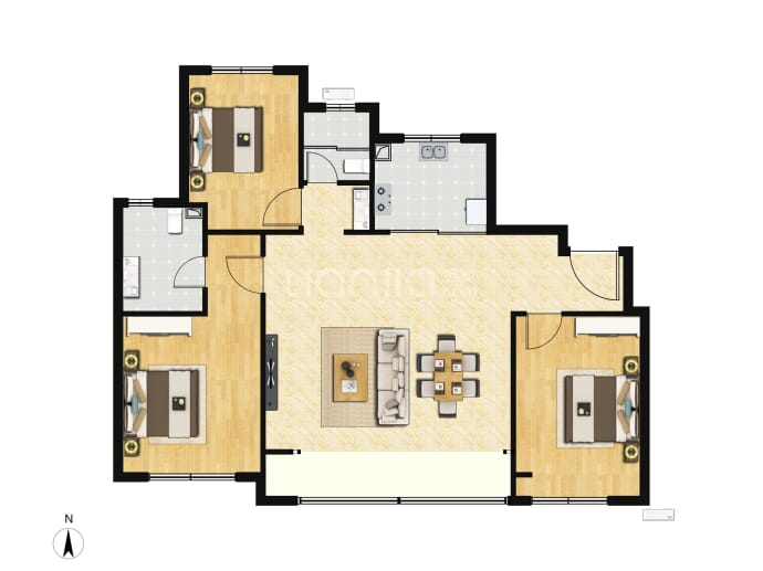 能建·紫郡兰园3室2厅2卫户型图