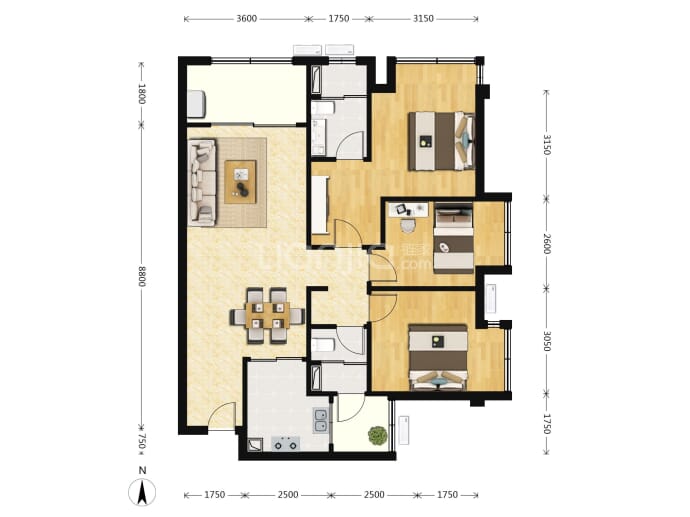 万科城市花园--套内 85m²