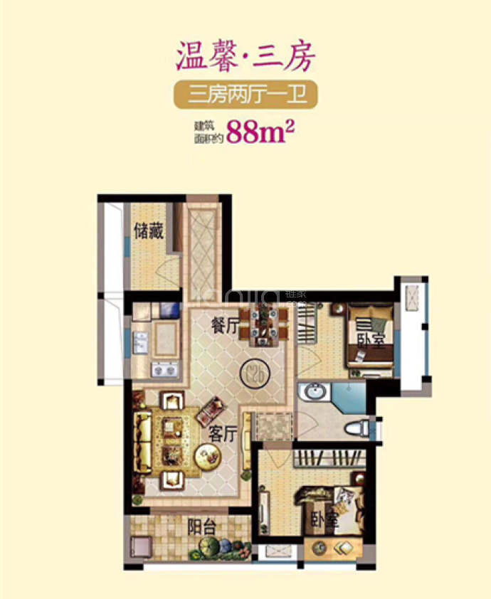 万益学府1号--建面 88m²