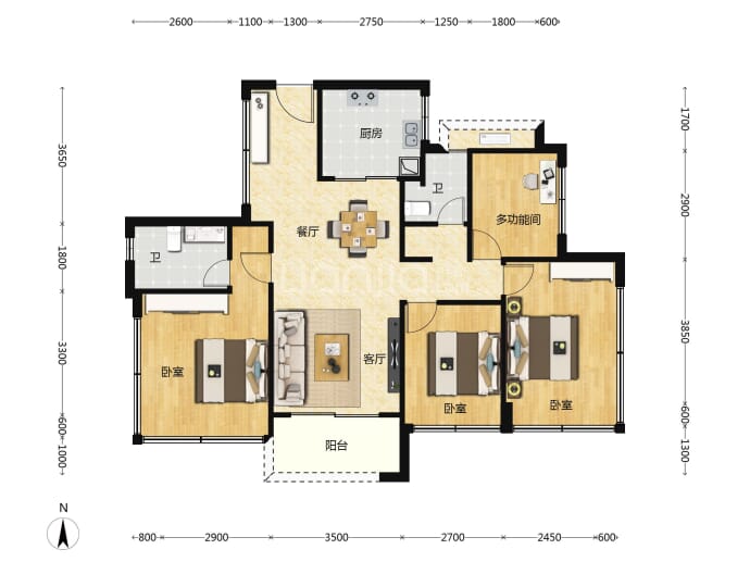 鸿荣源·珈誉玖玺--建面 109m²