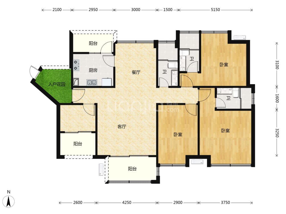 鸿安花园户型图(链家网)