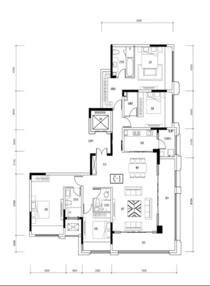 鲁能泰山7号--套内 182.76m²