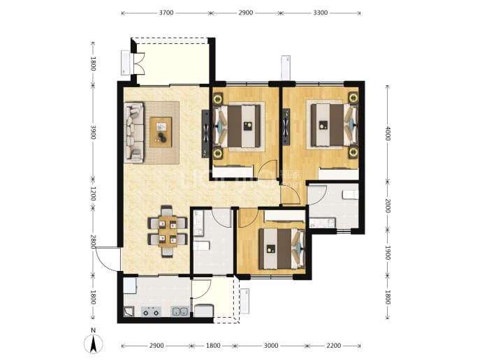 诚卓和悦府--建面 109.18m²