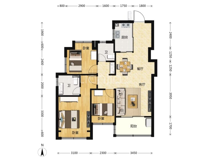 会展湾雍境花园--建面 89m²