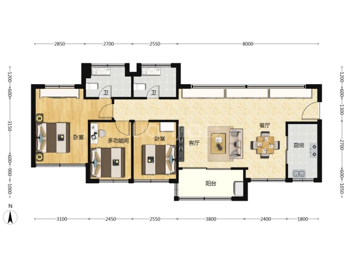 鸿荣源·珈誉玖玺--建面 98m²