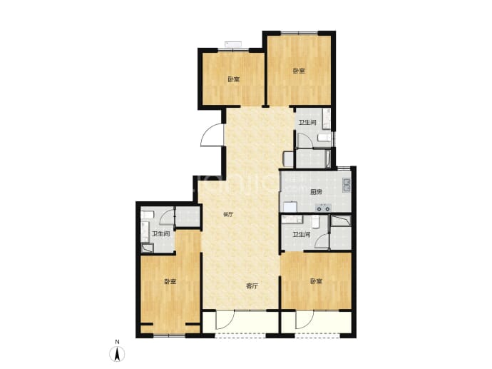 京投发展森与天成4室2厅3卫户型图