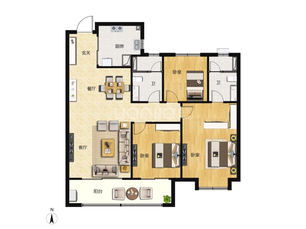 洺悦江湾户型图(链家网)