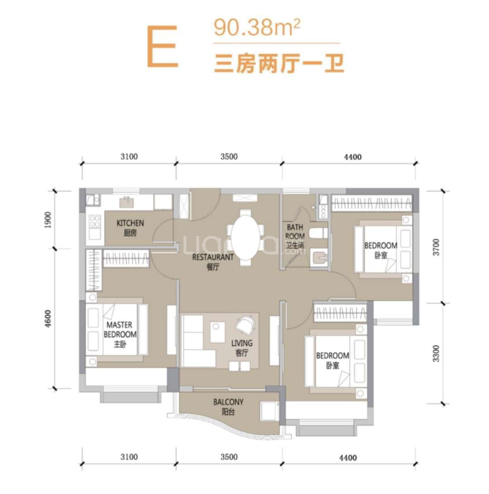 合景汀澜海岸--建面 90.38m²