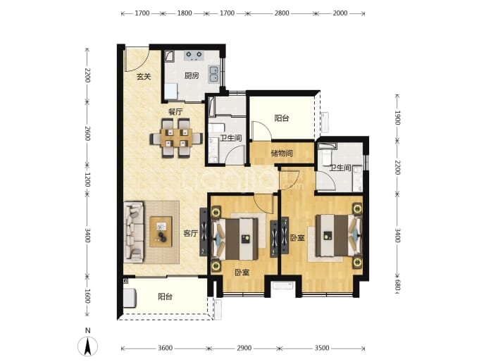 海伦堡玖悦云府--建面 95.87m²